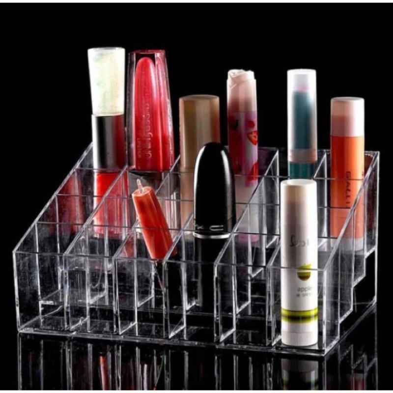 Rak Lipstik Kutek Multifungsi Akrilik 24 SLOT Murah Tempat rak kosmetiK make up kuas kuku tempat