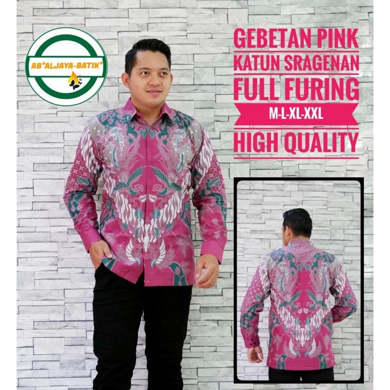 Batik Pria GEBETAN PINK Full Furing Katun Halus Size M-XXL High Quality