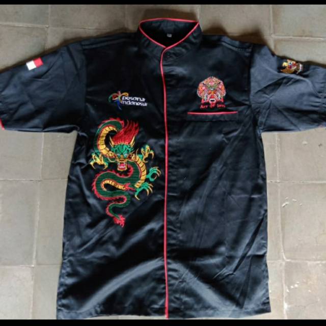 HEM / KEMEJA BORDIR MOTIF SINGOBARONG (NAGA HIJAU)