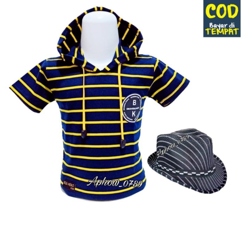 Baju anak distro hoodie salur gratis topi pendorra - baju anak