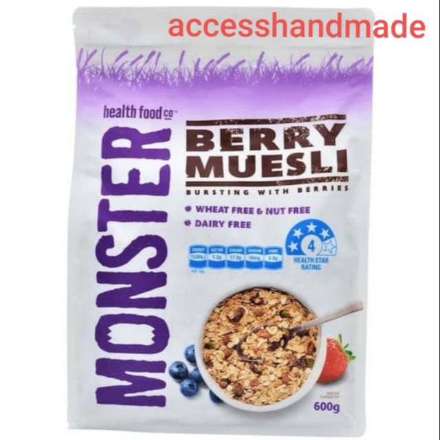 

Monster Muesli Berry New Sport / Fibre/ Tropical /Free Hi Low Cereal sarapan