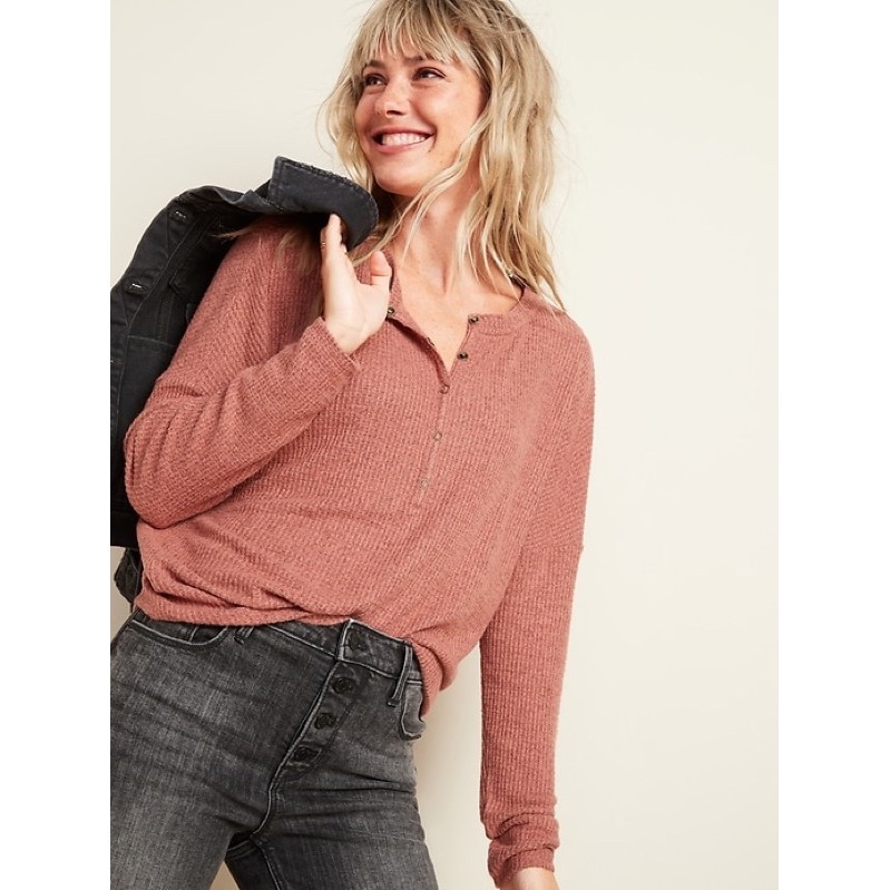OLDNAVY WAFFLE KNITTED TOP - ATASAN SWEATER RAJUT ORIGINAL BRANDED-KNIT AMBER