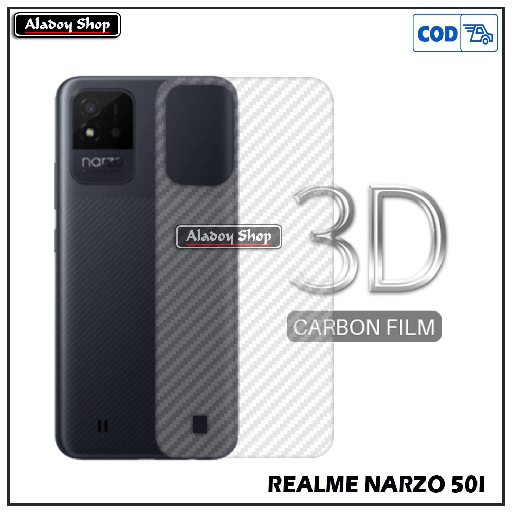 PAKET 3 IN 1 Tempered Glass Layar Realme Narzo 50I Free Tempered Glass Camera dan Skin Carbon