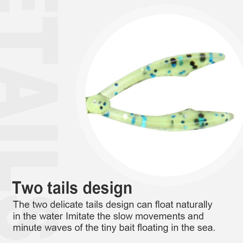 Chookyy 10pcs 36mm 0.3g Lembut Memancing Umpan Neon Ekor Kembar Silikon Fishing Tackle