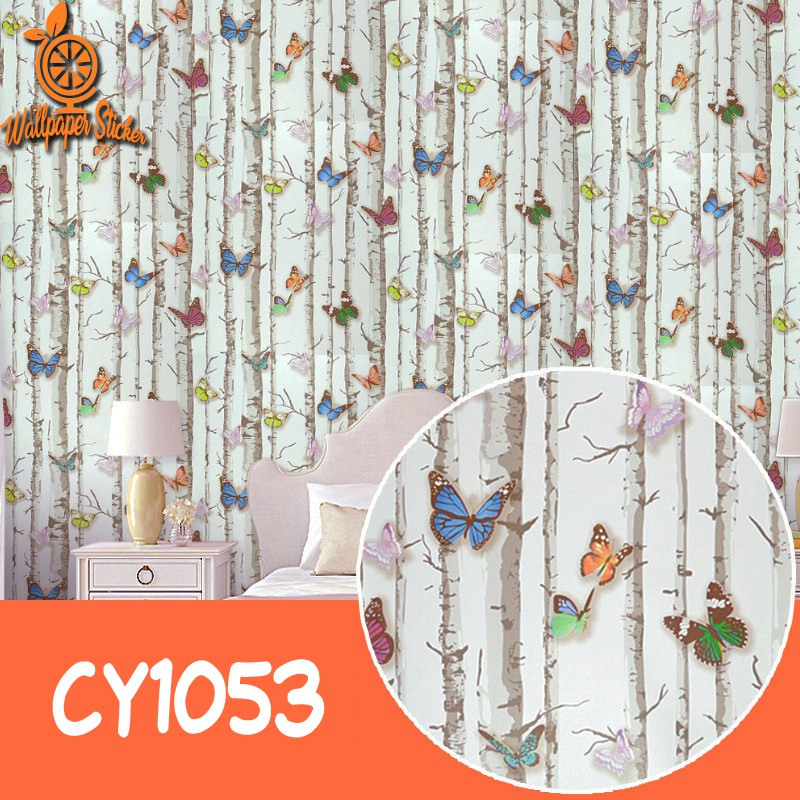 Wallpaper Dinding Kualitas Baik Wallstiker 45cm x 9m motif kupukupu