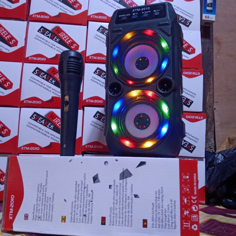 speaker bluetooth super bass, speaker bluetooth XTM 2010 free mic bisa karoke