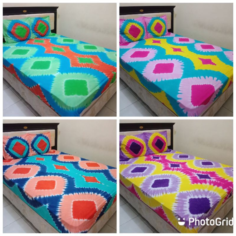 sprei batik pelangi jumputan / seprei katun batik pekalongan / seprai batik adem / sepre murah