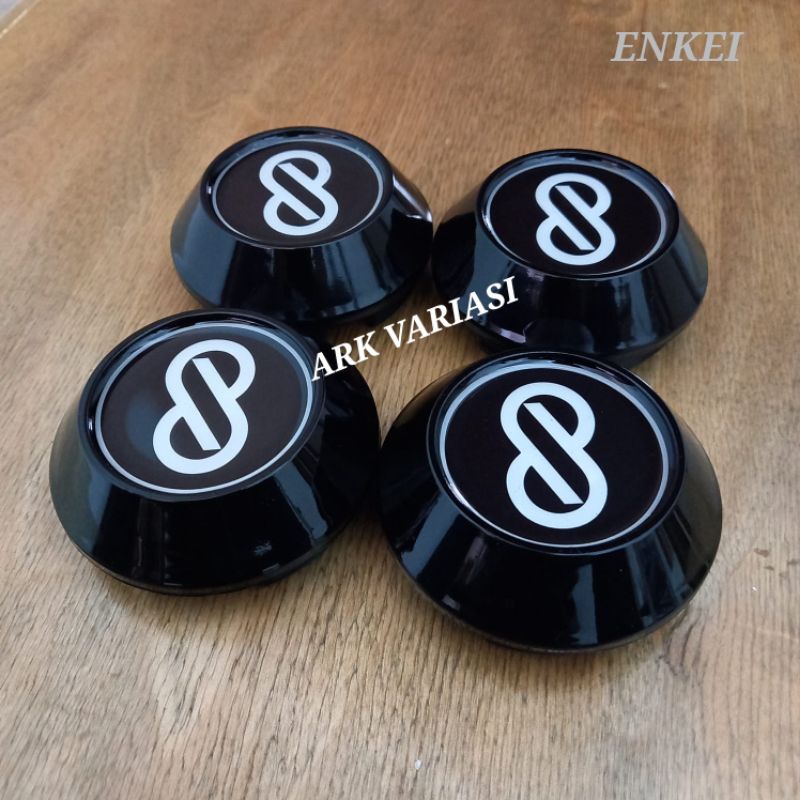 dop velg racing tutup velg racing ENKEI kerucut hitam diameter luar 6.8 cm
