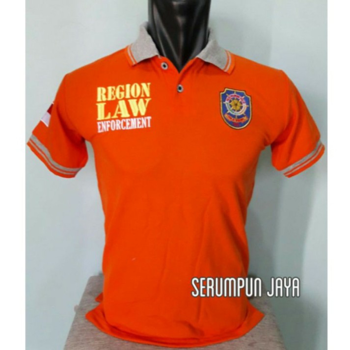 KAOS SATPOL PP ORANGE - KAOS KERAH SATPOL PP ORANGE LENGAN PENDEK FULL BORDIR