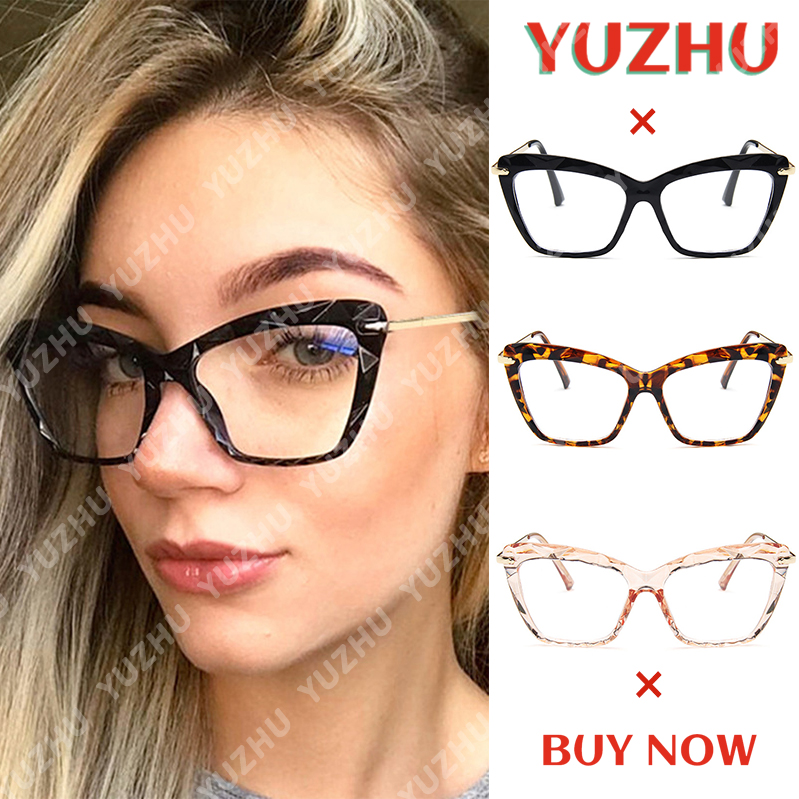 (YUZHU) COD Kacamata Jelly Kacamata Untuk Wanita Retro Cat Eye Black Frame