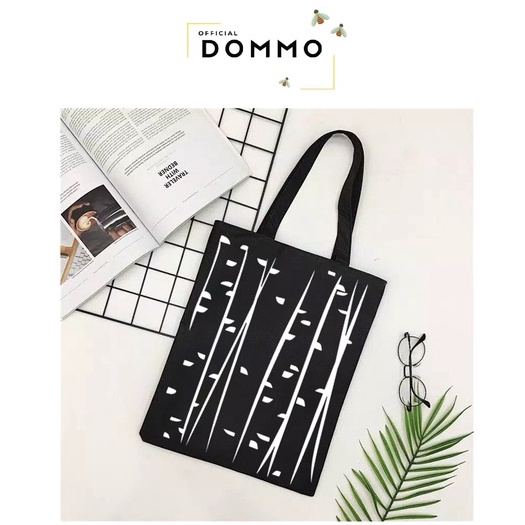 [LOKAL] DOMMO - D1380 TOTEBAG PAKAI RESLETING Tote bag kpop murah wanita custom motif