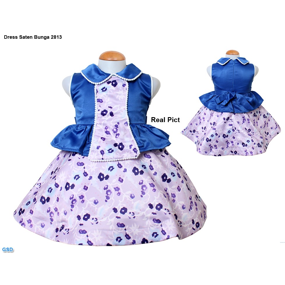 Dress Kids saten bunga /terusan dress anak perempuan/casual dress anak/gaun anak murah