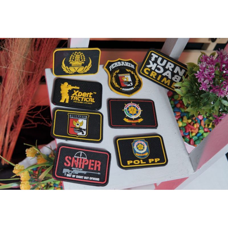 Patch Tas, patch Topi, Tempelan Tas, Rubber Patch Logo TNI, Polri,  SATPOL PP, Korpri
