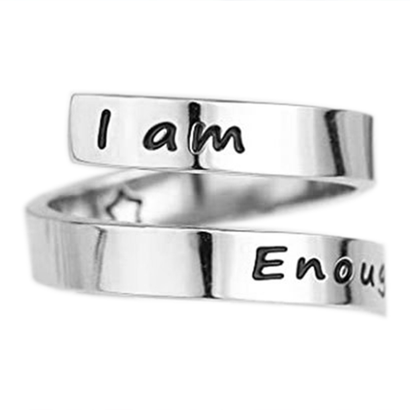 Fashion Titanium Steel Rings Rose Gold Ring I Am Enough Awareness Rings Inspirational Daily Reminder Jewelry Strength Gifts