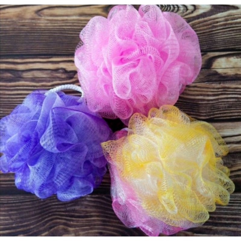 Bath Ball Sponge Motif Bola Bunga / Spon Mandi - WARNA RANDOM