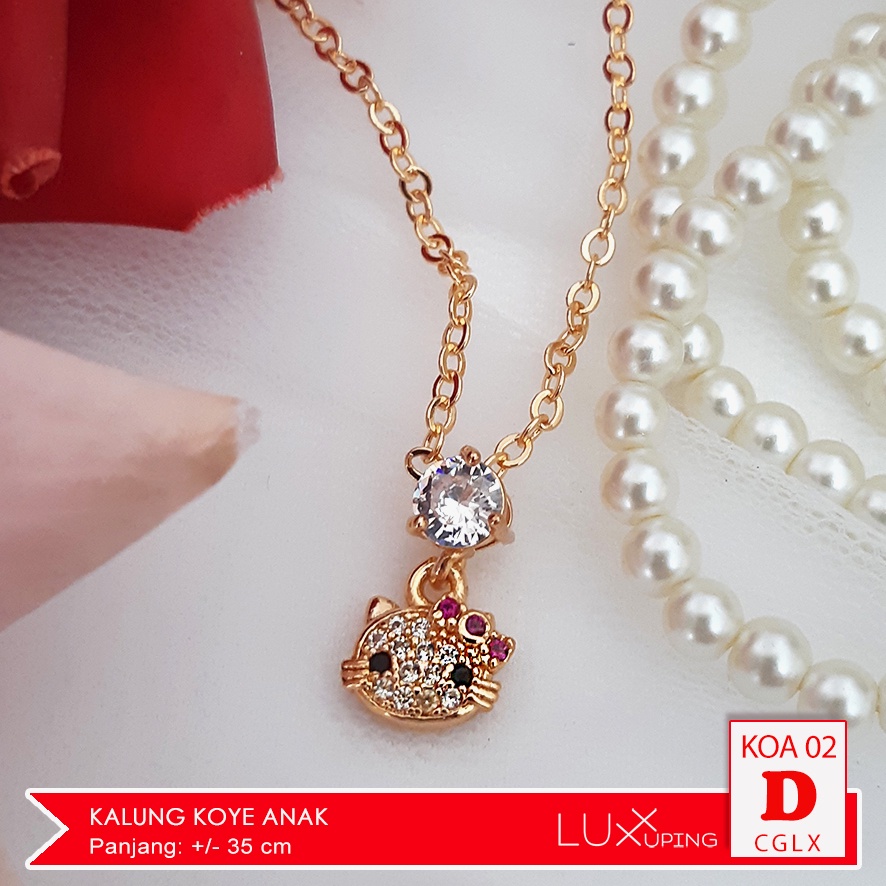 KOA 002 Kalung Anak Mata Zirkon Kalung cenel Anak Kalung Anak Hello Kitty Kalung Permata Lapis Emas Imitasi Perhiasan aksesoris Anak Murah Kalung Koye Anak Liontin  Mini Tikus Luxx Xuping