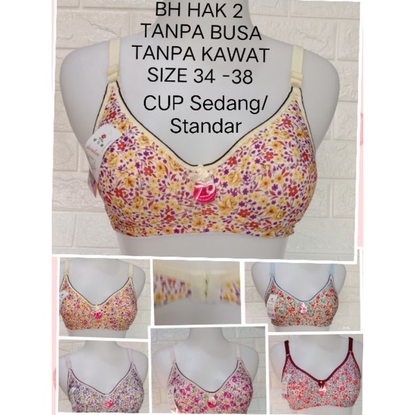 BH Hak (Deenlee 206/302) TANPA KAWAT Tanpa Busa Size 34-38