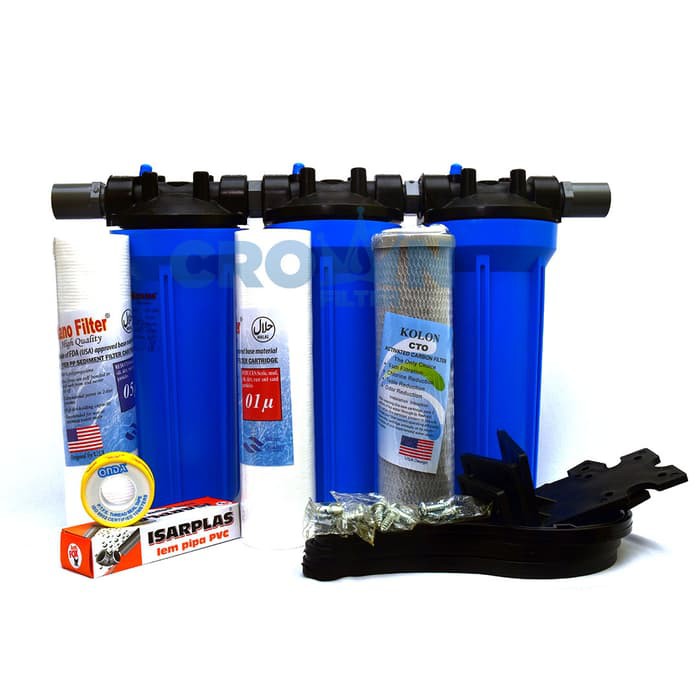 Grosir Bisa Cod Paket Eko 3 Biru   Saringan   Filter Air Siap Pakai 3 Housing kkoKjjtamADAw