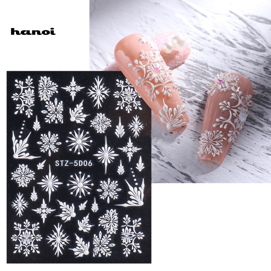 Stiker Kuku Motif Snowflake Untuk Dekorasi