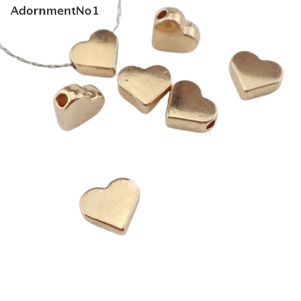 (AdornmentNo1) 70pcs Manik-Manik Bentuk Hati Warna Gold Untuk Membuat Gelang / Kalung DIY