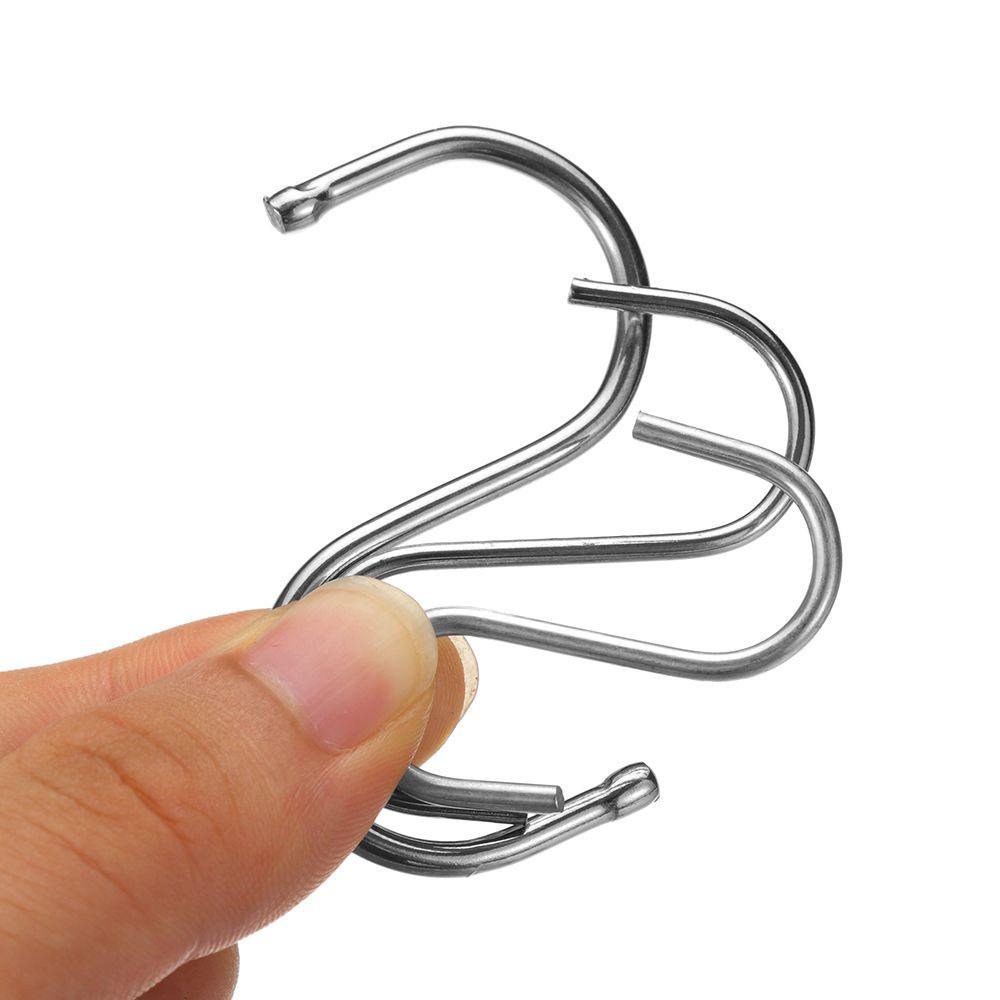 5 / 10 / 20 Pcs Kait Gantungan Penyimpanan Bentuk S Bahan Stainless Steel Untuk Kamar Mandi