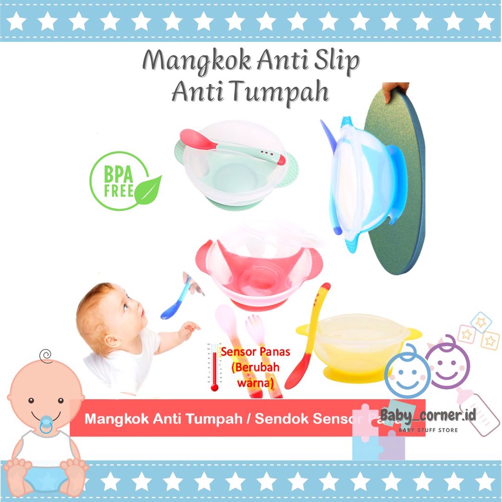 Mangkok Anti Slip | alat makan bayi | mangkok bayi silikon anti tumpah