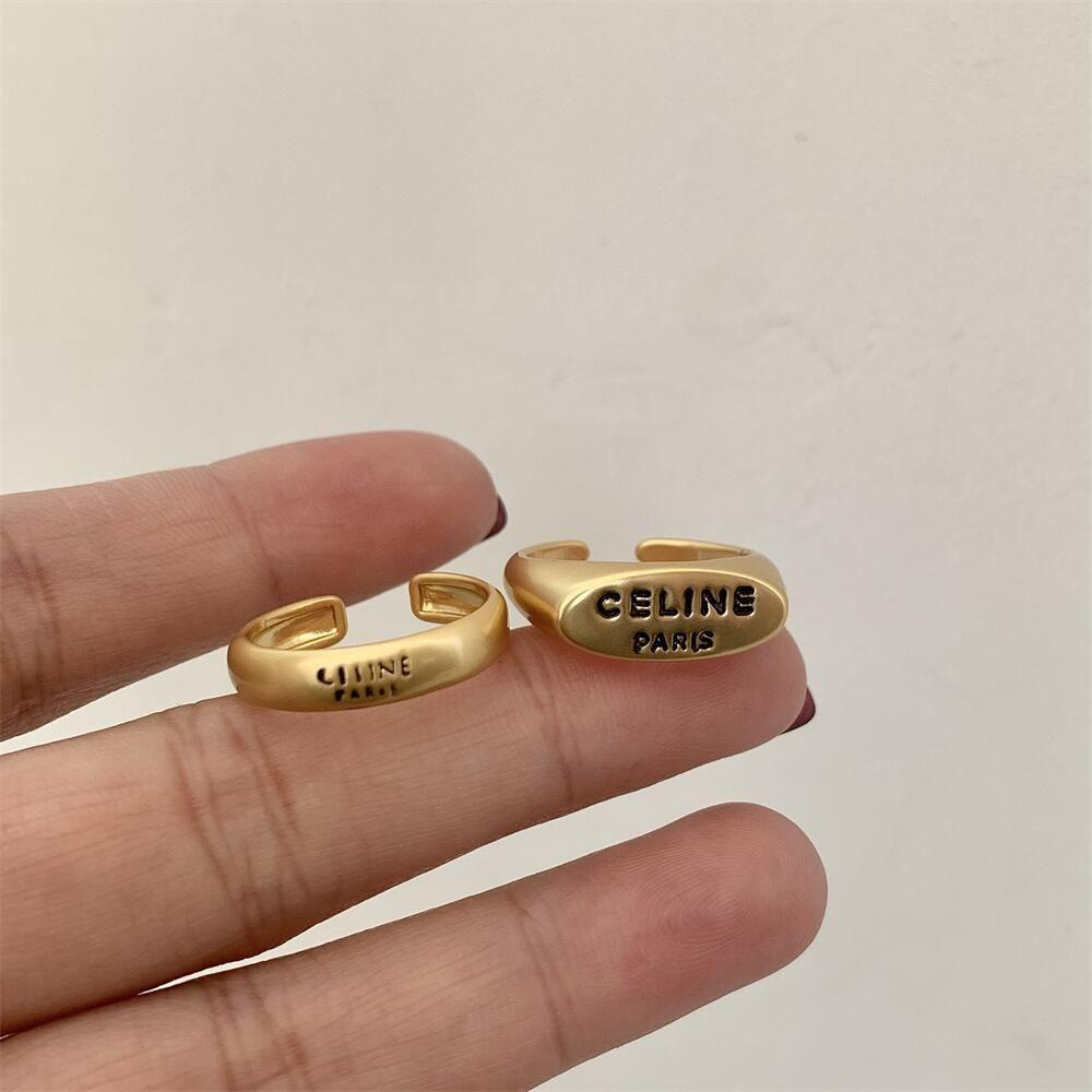 Needway Cincin Huruf Emas Kepribadian Retro Hadiah Matte Tembaga Gadis Gaya Korea Ring