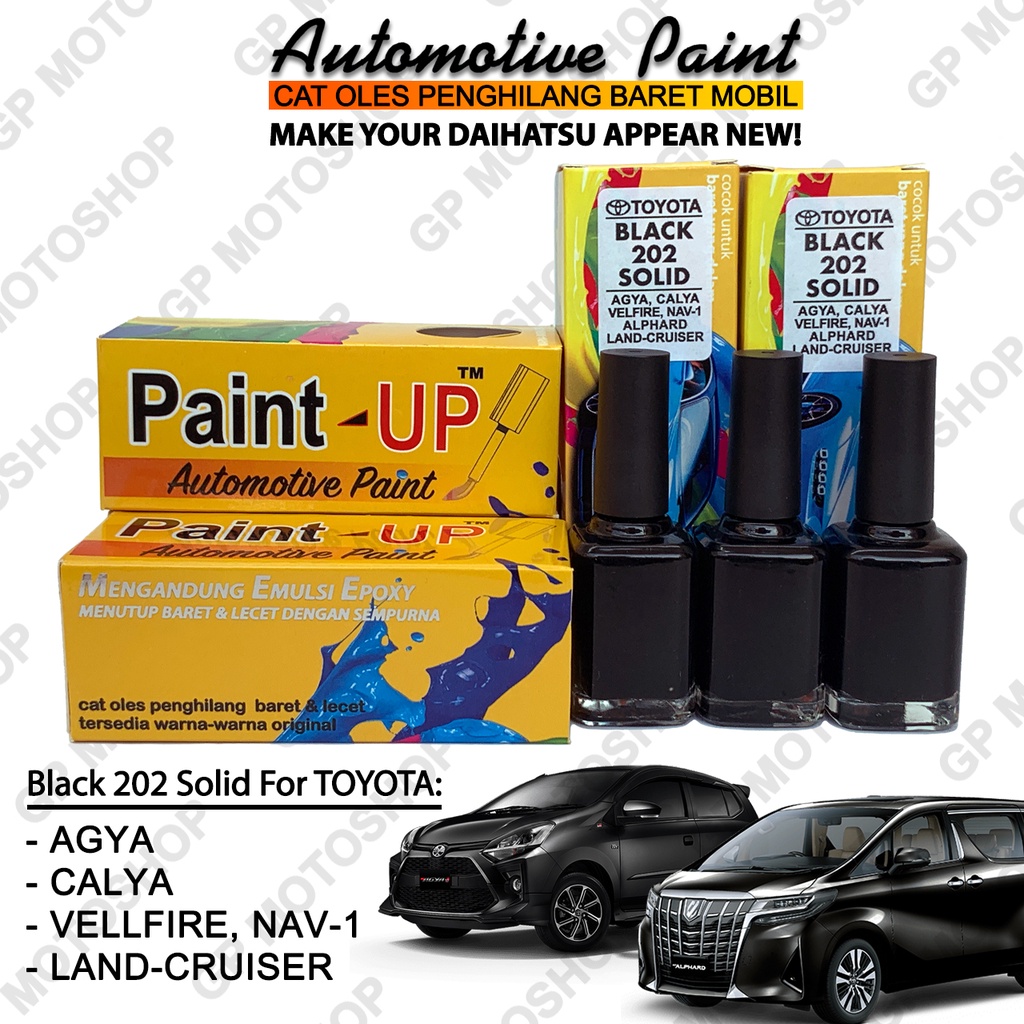 TOYOTA BLACK SOLID 202 CAT OLES PENGHILANG BARET MOBIL LECET HITAM GLOSSY AGYA ALPHARD VELLFIRE CALY