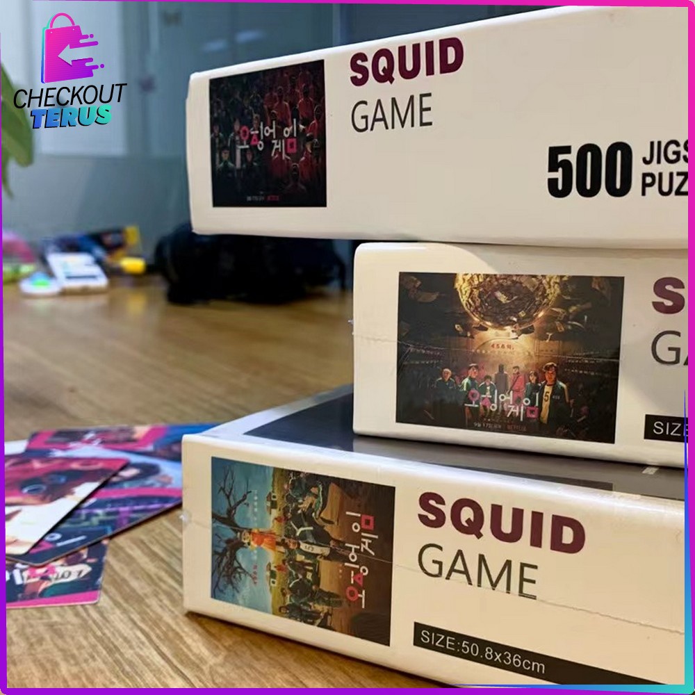 CT M220 Jigsaw Puzzle Squid Game ISI 500PCS Mainan Puzzle Edukasi Anak Susun Gambar Karakter Squid Game Card Dekorasi Ruangan