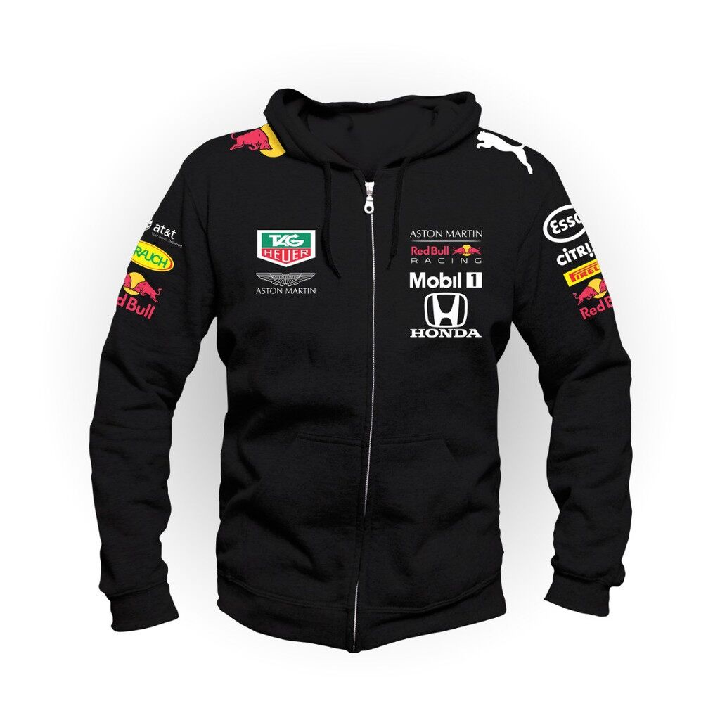 COD  JAKET HOODIE ZIPPER LOGO MIX / HondAstonMartin RedBull Racing Team MensLong Sleeve Full Zip Hoo