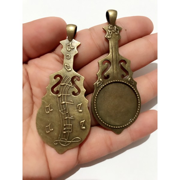 cameo pendant liontin bandul kalung charm ukir biola music