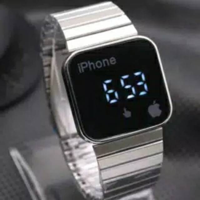JAM TANGAN PRIA APPLE WATCH IPHONE RANTAI SLIM SILVER