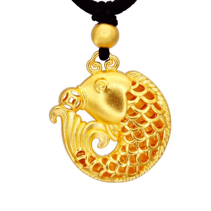 [Ready Stock]Fashion Gold-Plated Hollow Small Goldfish Pendant Necklace