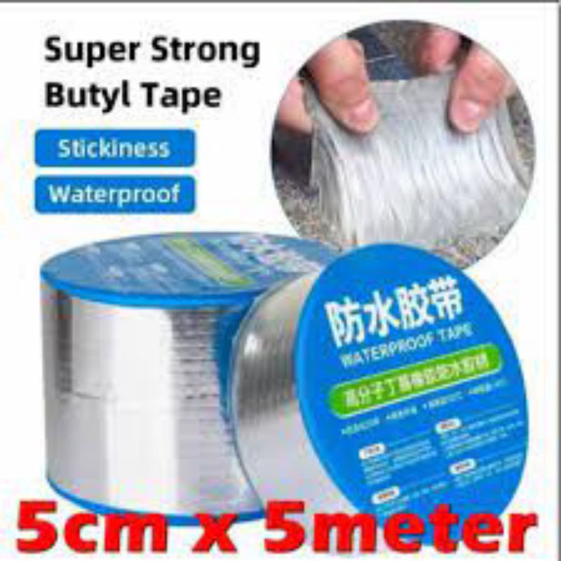 Lakban Anti Bocor 5cmx5 Anti Air Aluminium Foil Butyl Super Waterprof Tape Tambal Atap