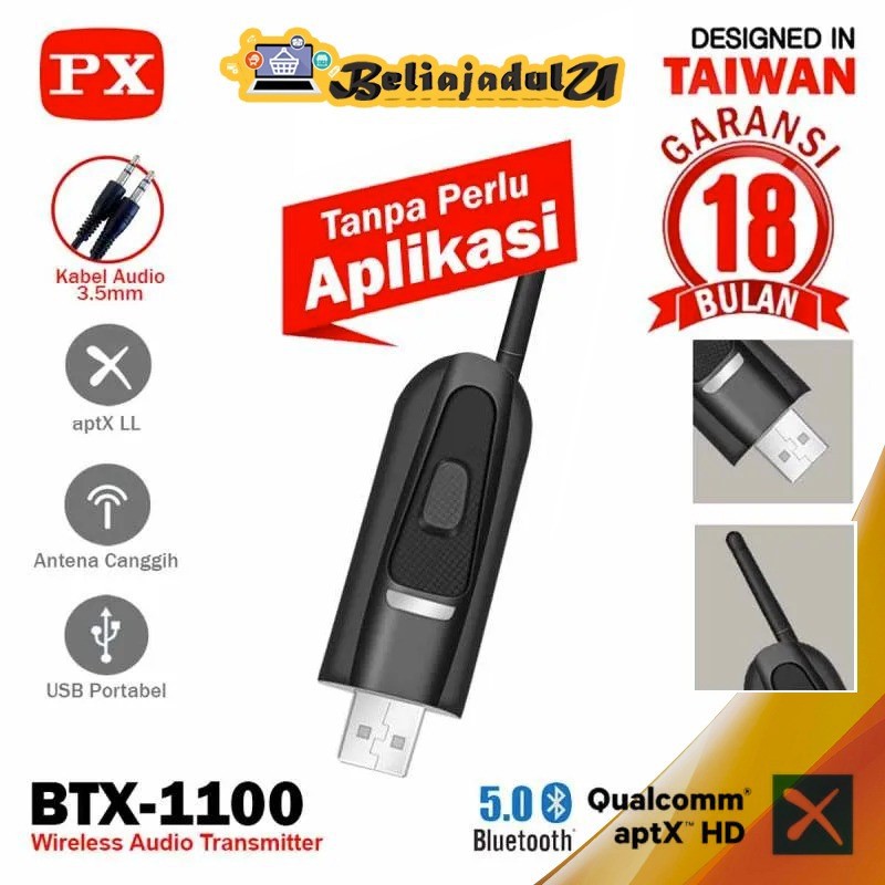 Beliajadulu88 USB Bluetooth Transmitter Audio Tanpa Driver 5.0 HD stereo PX BTX-1100