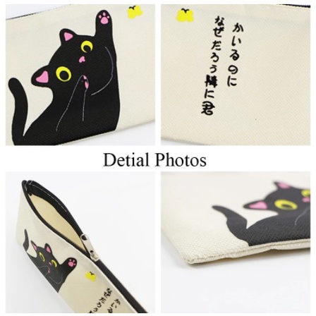 TEMPAT PENSIL MOTIF JAPANESE CUTE CAT / TEMPAT KOSMETIK CS01