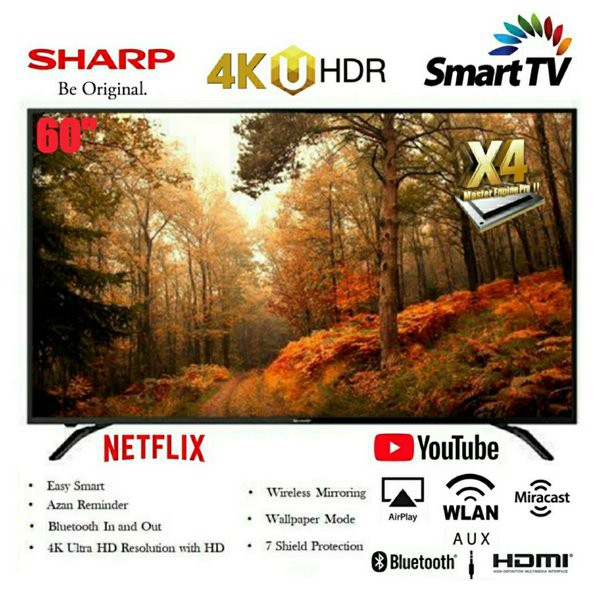 Miliki SHARP AQUOS 4T-C60AH1X LED SMART TV 60 INCH UHD 4K - 4TC60AH1X terbaik