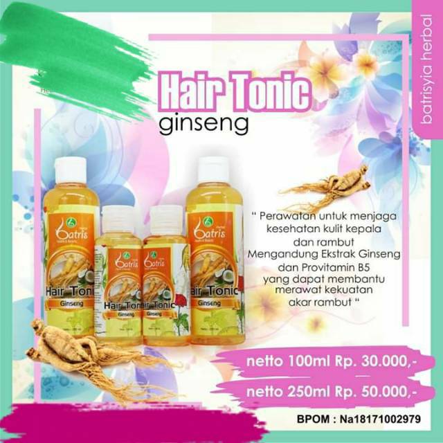 Batrisyia Hair Tonic Gingseng Untuk Rambut Rontok Beruban Ketombe Batrisyia Herbal Shopee Indonesia