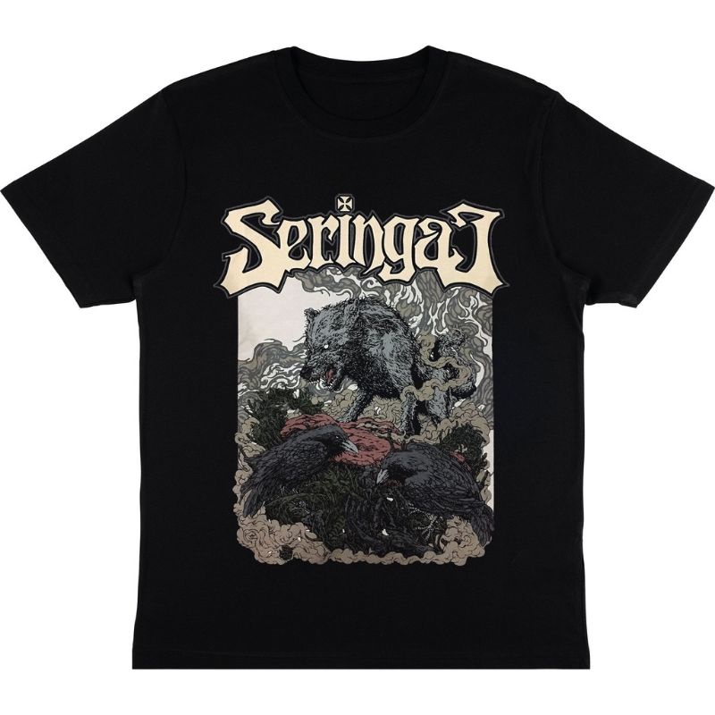 KAOS SERINGAI - WOLF CROWS | T-SHIRT SERINGAI ARTWORK "WOLF CROWS" | BAJU BAND METAL HITAM