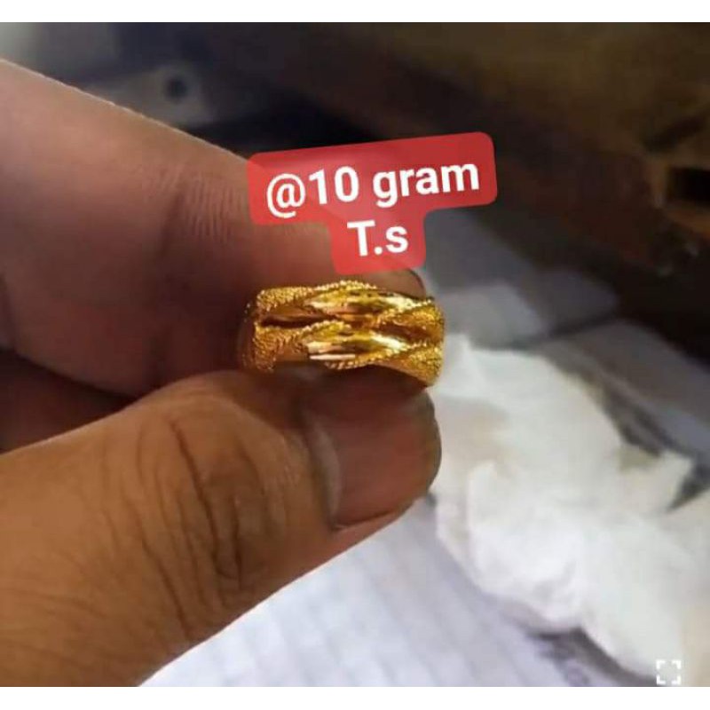 Cincin Bambu Emas Asli 24K. Kadar 999,9%.