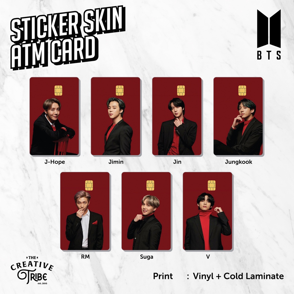 

Sticker Skin Card BTS - ATM Vinyl Debit Credit Emoney Flazz Stiker Army