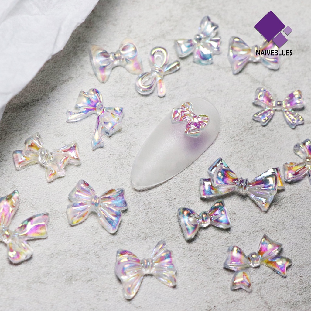 Naiveblue &gt; 50Pcs / Set Ornamen Pita Aurora 3D Untuk Dekorasi Nail Art / Manicure DIY