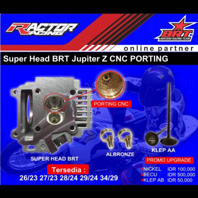 BRT SUPER HEAD JUPITER Z PORTING CNC BRT BAHAN ALBRONZE