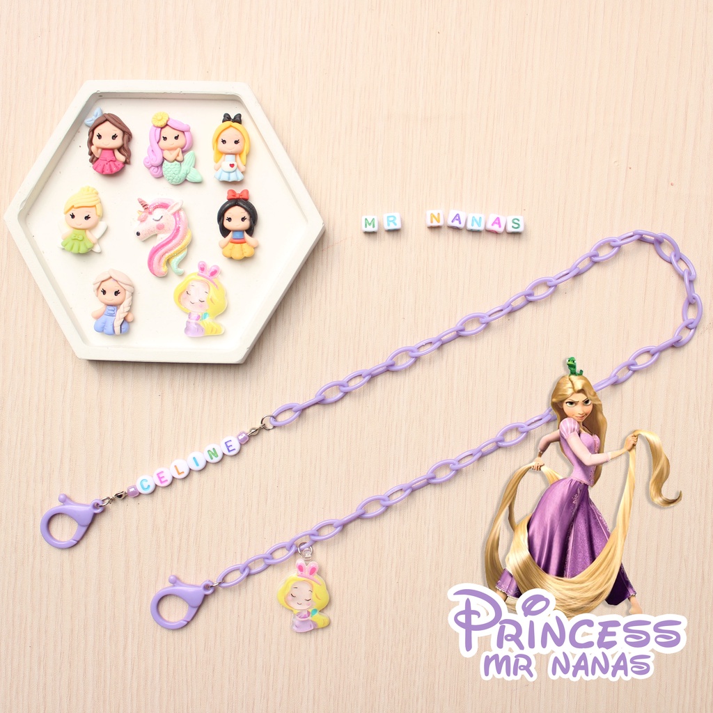 Rantai Tali Masker FREE BONEKA dan NAMA Princess Lucu Strap Masker Anak Cewe Anak Perempuan Mr Nanas