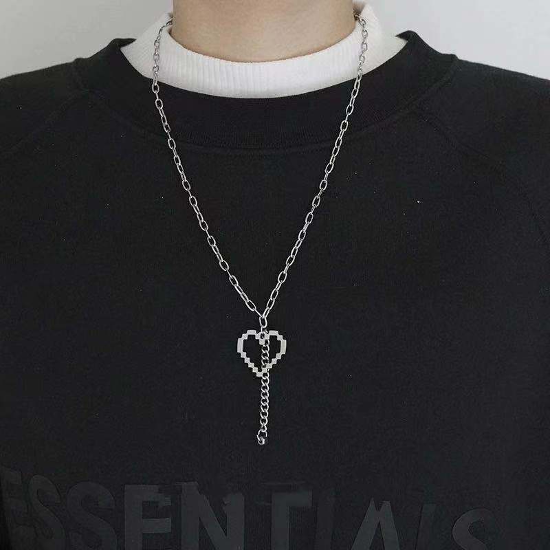 Jepang dan Korea titanium steel mosaic cinta kalung pribadi baru influencer in dingin gaya hip hop a