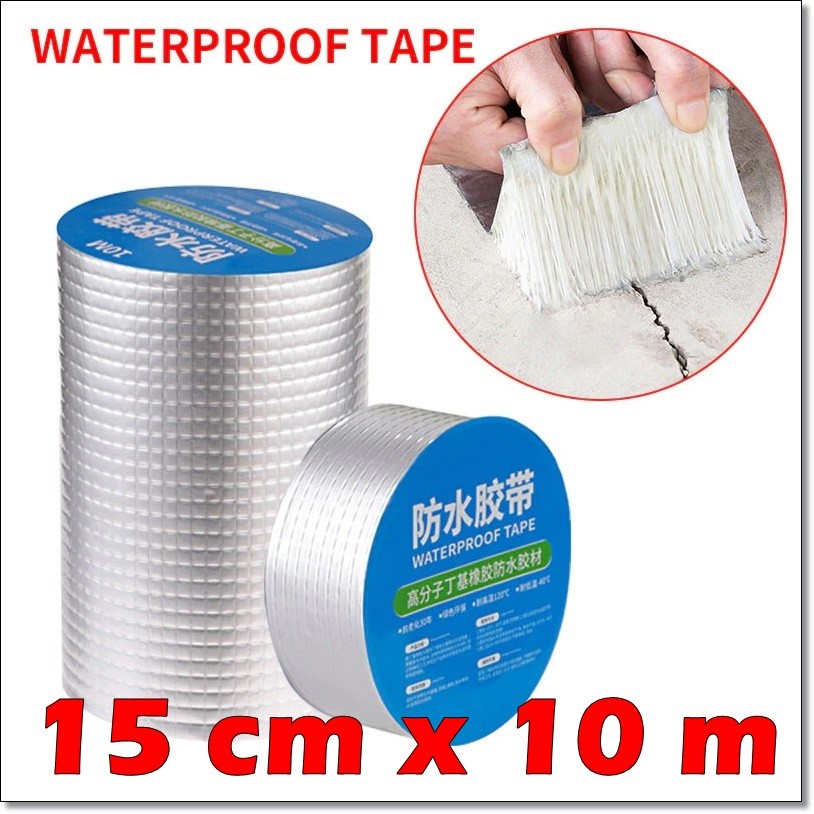 Lakban Aluminium Foil Anti Bocor Butyl Super Adhesive Duct Tape Waterproof 15 cm x 10 m