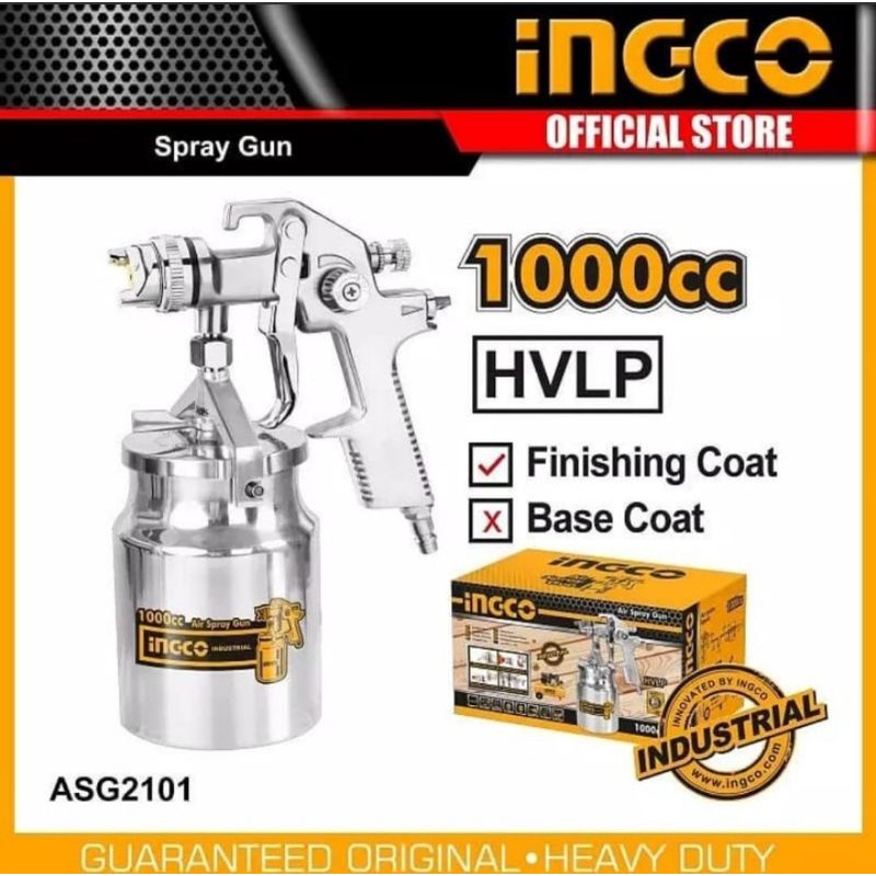 SPRAY GUN SEMPROTAN ANGIN CAT HVLP TABUNG BAWAH 1000CC INGCO BONUS 2 SET SARUNG TANGAN INGCO