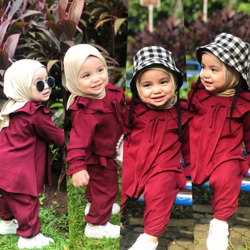 BABYNHA Baju Anak Setelan Perempuan Tangan Panjang Usia 1-4 Tahun/Yaya Oneset