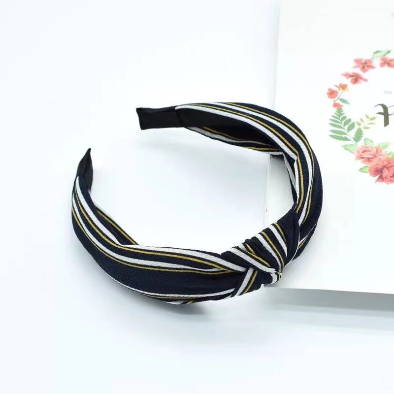 Bandana Motif Bando Simpul Aksesoris Rambut Wanita Bando Ala Korean Style Import-AR-62 #1 HitamGaris