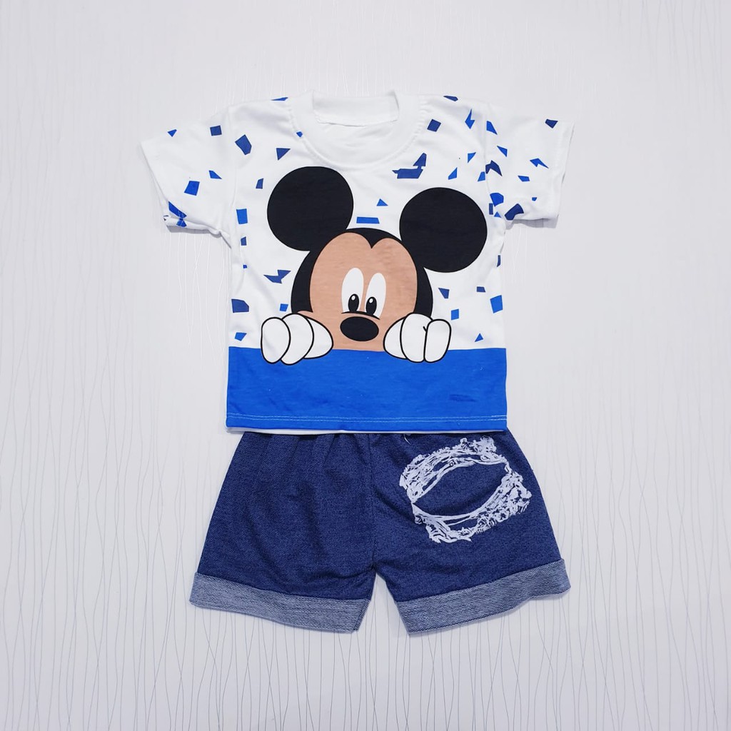 setelan baju anak laki-laki mickey / pakaian bayi cowo casual